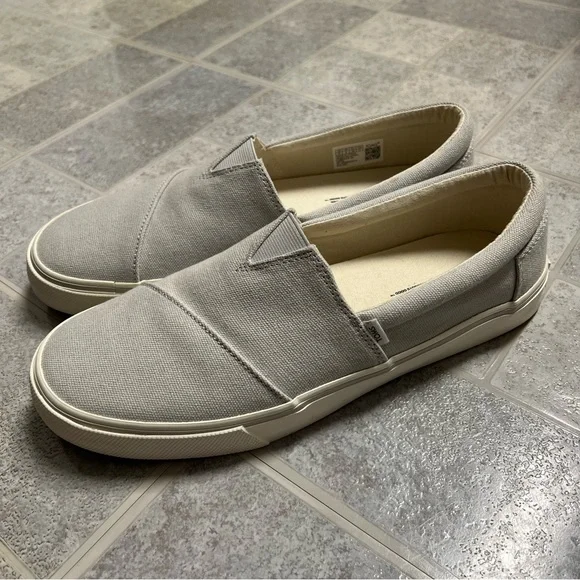 New Toms Alparagata Fenix Gray Canvas Slip On Sneakers - Picture 2 of 8